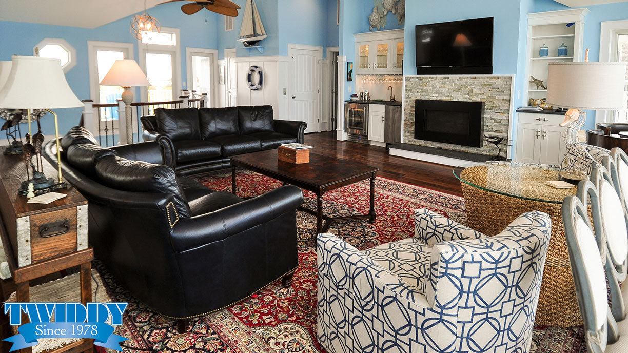 Living Room & Entertainment Center | Finch and Company OBX Construction